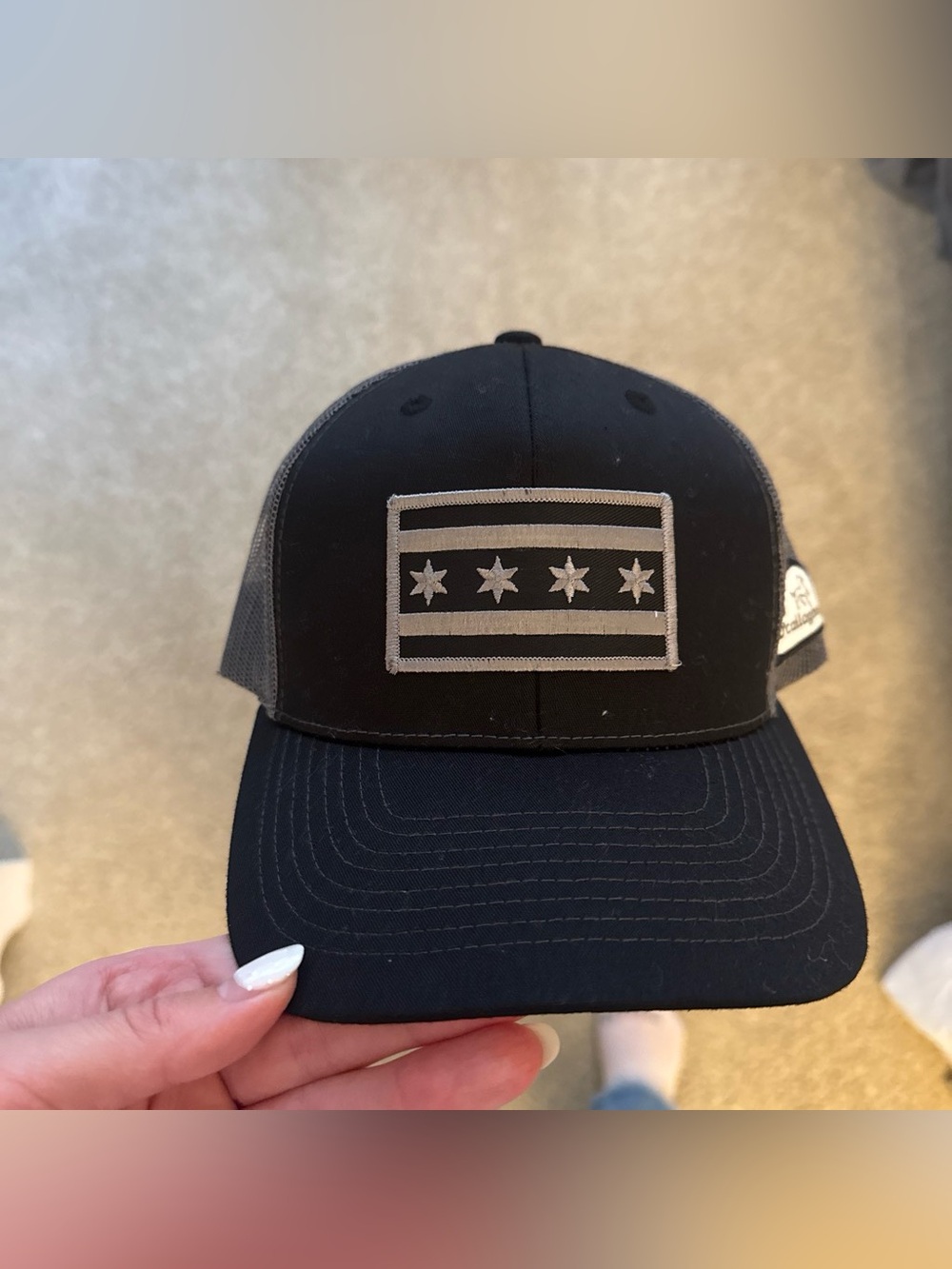 Black Mesh-Back Trucker Hat with Four-Star Patch
